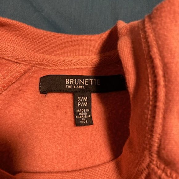 Brunette the Label Raw Hem Cropped Hoodie S/M - Picture 2 of 3
